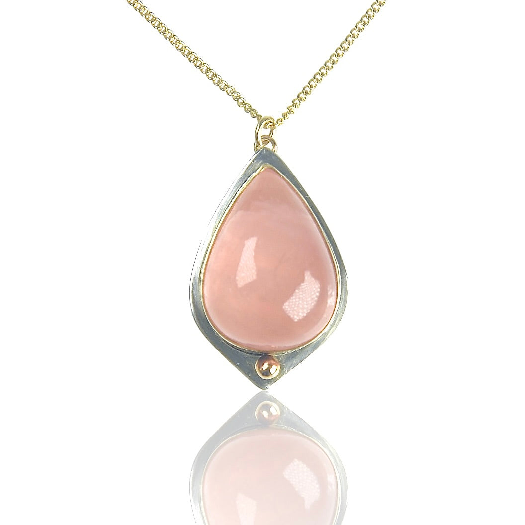PINK TEARDROP MORGANITE 14K GOLD FILL & STERLING PENDANT NECKLACE