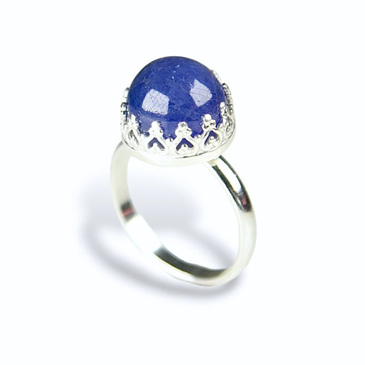 ROUND TANZANITE STERLING SILVER RING