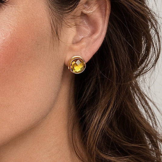 CITRINE 14K GOLD FILL STUD EARRINGS