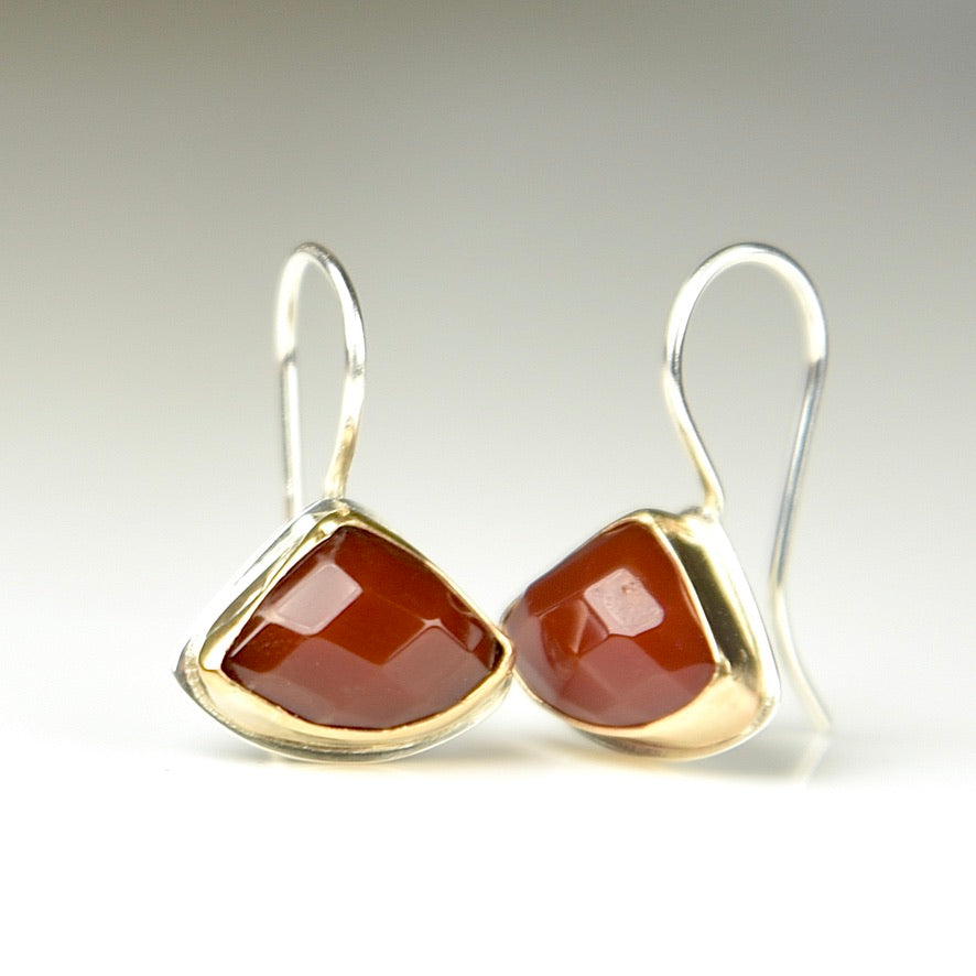 CARNELIAN 14K GOLD FILL & STERLING SILVER DROP EARRINGS