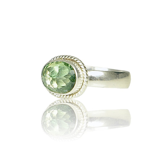 GREEN AMETHYST STERLING RING