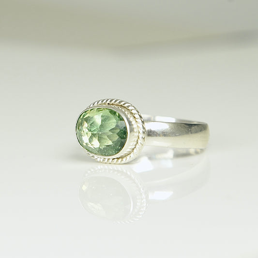 GREEN AMETHYST STERLING RING