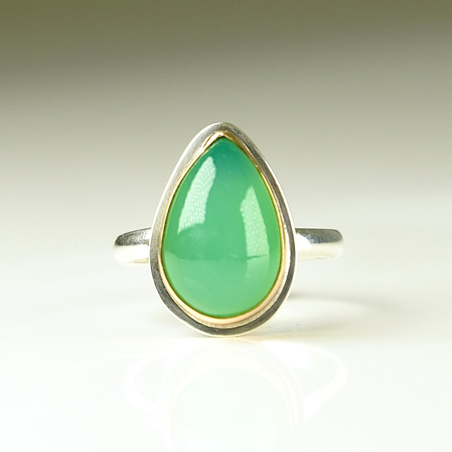 AUSTRALIAN CHRYSOPRASE  14K GOLD FILL & STERLING RING