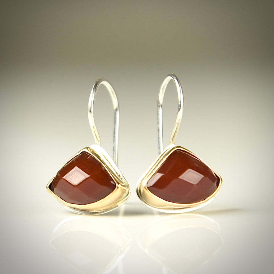 CARNELIAN 14K GOLD FILL & STERLING SILVER DROP EARRINGS