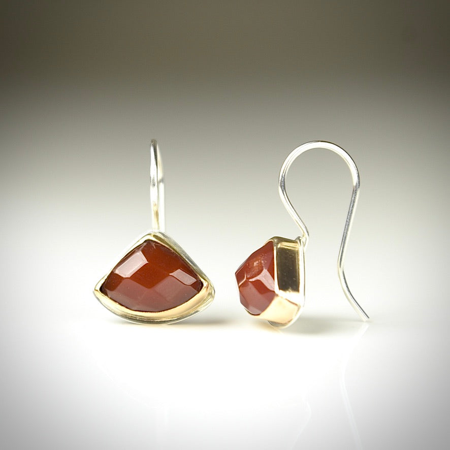 CARNELIAN 14K GOLD FILL & STERLING SILVER DROP EARRINGS