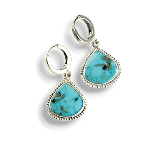 ARIZONA TURQUOISE STERLING HUGGIE EARRINGS