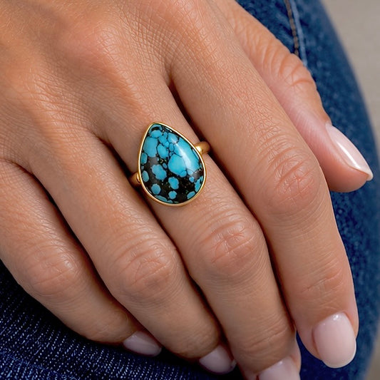 HUBEI TURQUOISE 14K GOLD FILL & STERLING RING