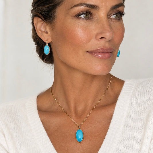KINGMAN TURQUOISE 14K GOLD FILL PENDANT NECKLACE