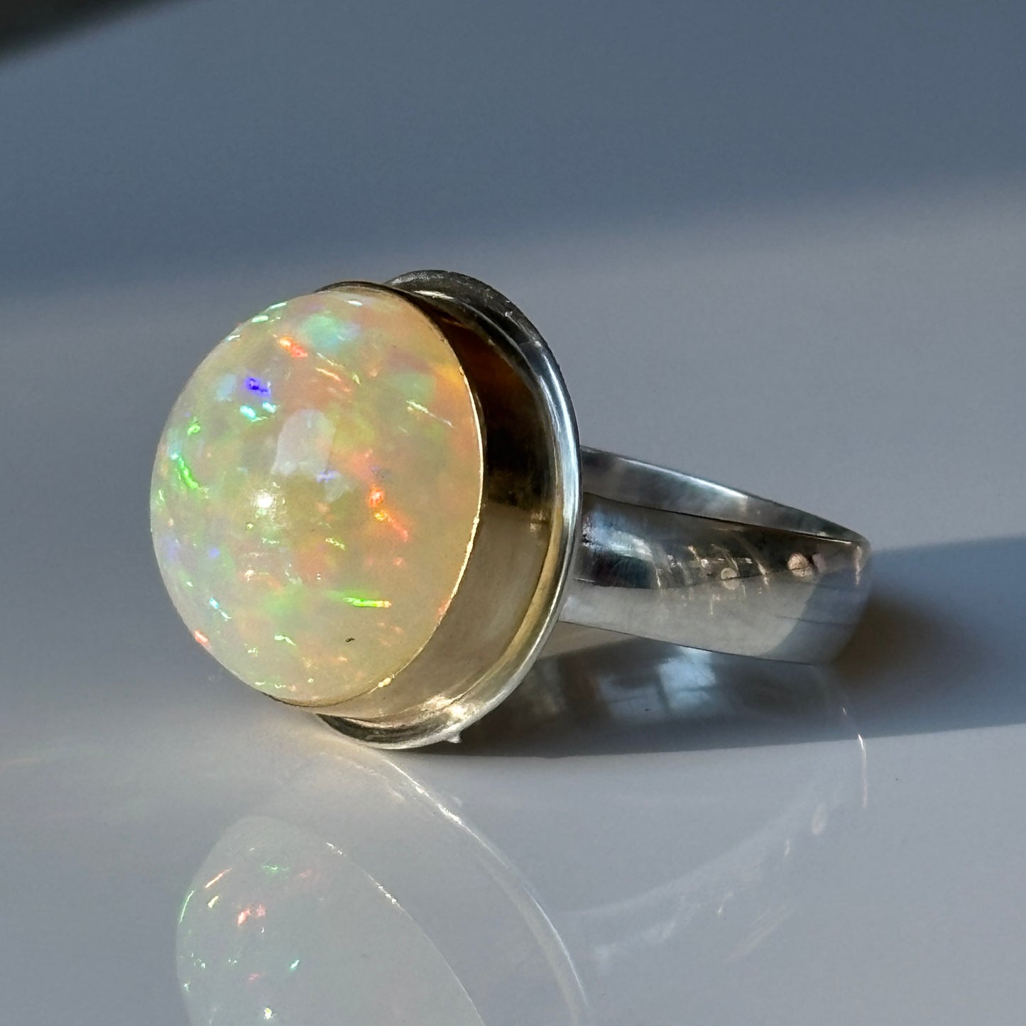 ETHIOPIAN OPAL 18K SOLID GOLD & STERLING RING