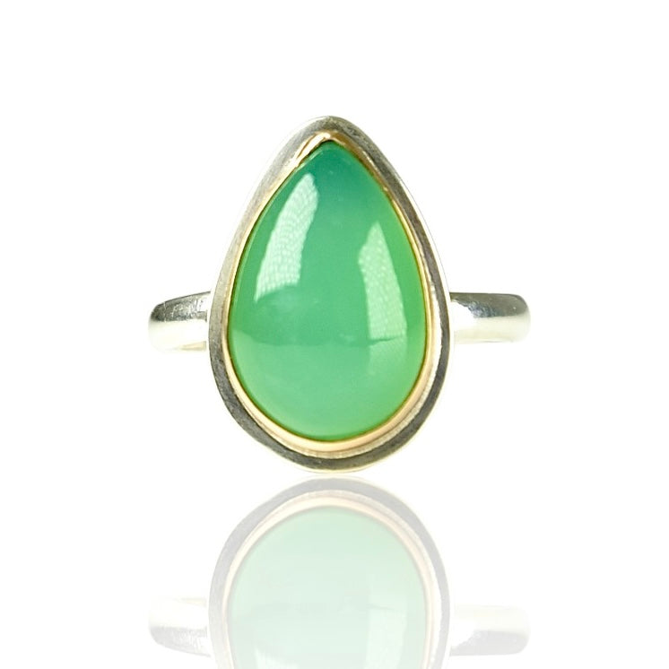 AUSTRALIAN CHRYSOPRASE  14K GOLD FILL & STERLING RING