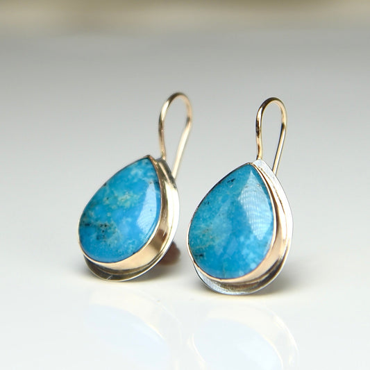 NACOZARI TURQUOISE 14K GOLD FILL & STERLING SILVER DROP EARRINGS