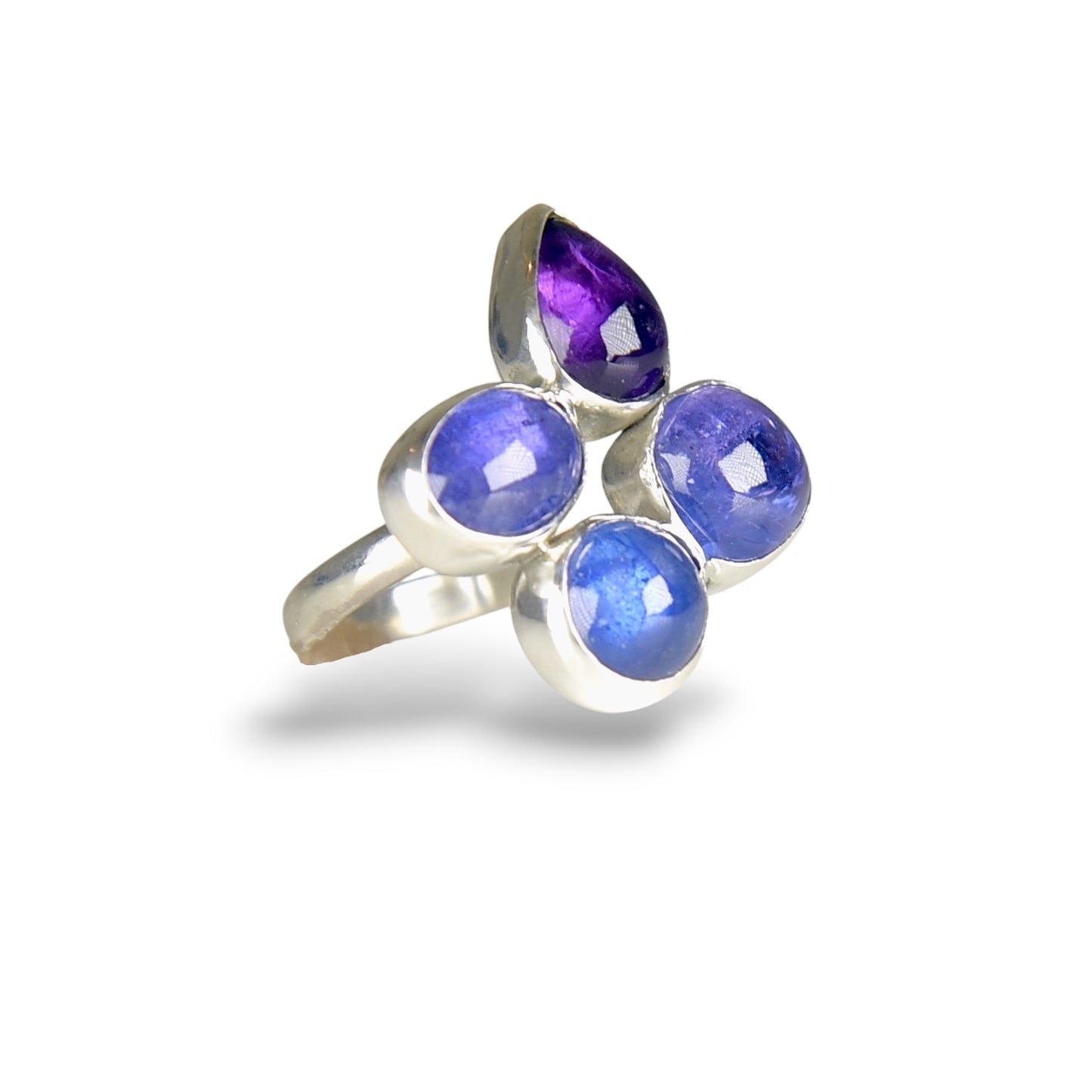 MULTI GEMSTONE CLUSTER STERLING RING