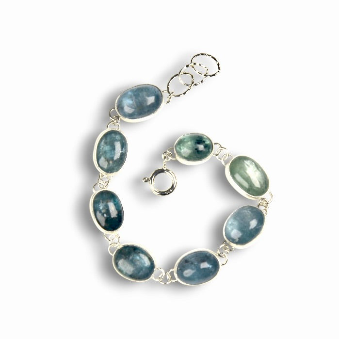 LINKED KYANITE STERLING SILVER BRACELET