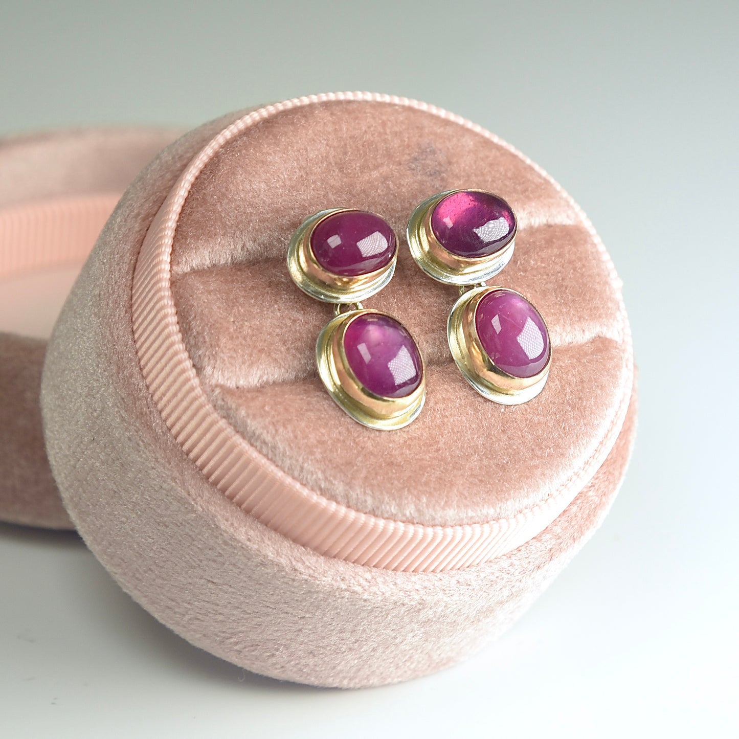 PINK RUBY 14K GOLD FILL & STERLING POST BACK DROP EARRINGS