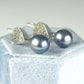 BRAZILIAN DRUZY & FRESHWATER PEARL STERLING SILVER DROP EARRINGS