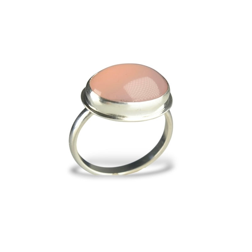 ROSE QUARTZ DOUBLET STERLING SILVER RING