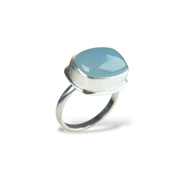 AQUA CHALCEDONY STERLING SILVER RING