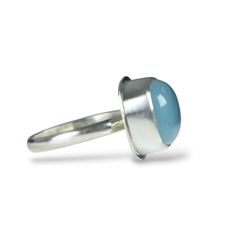 AQUA CHALCEDONY STERLING SILVER RING