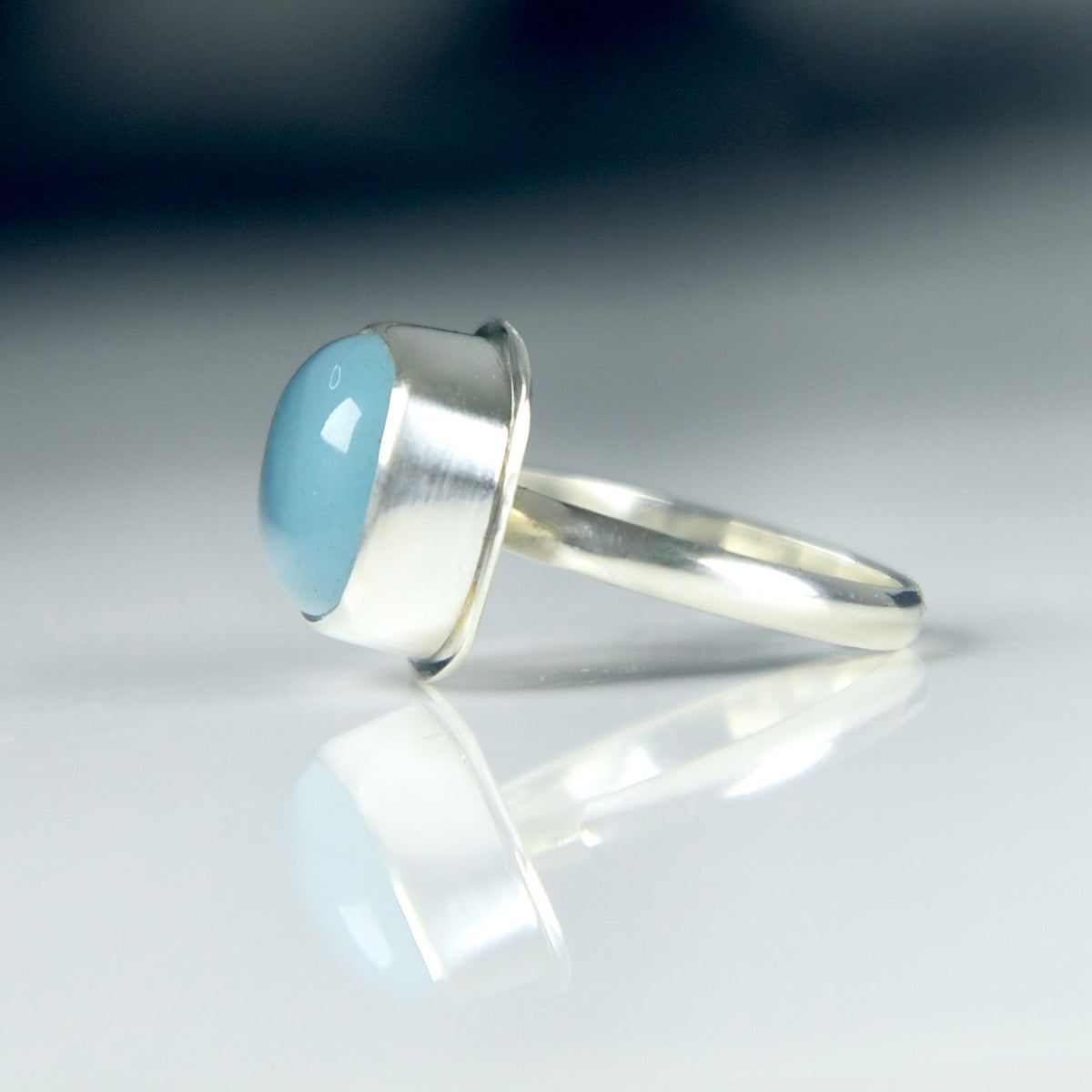 AQUA CHALCEDONY STERLING SILVER RING