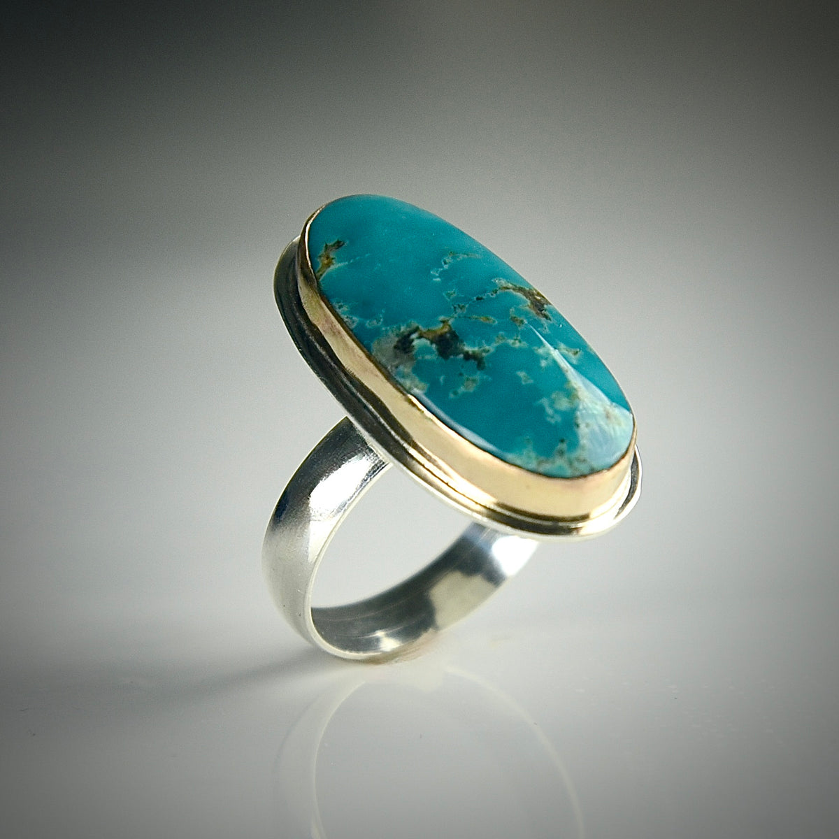 KINGMAN TURQUOISE 14K GOLD FILL & STERLING SILVER RING