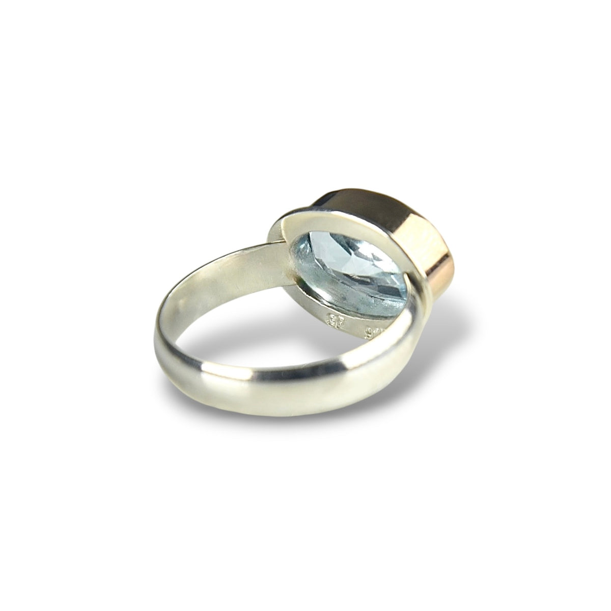 SWISS BLUE TOPAZ 14K GOLD FILL & STERLING SILVER RING