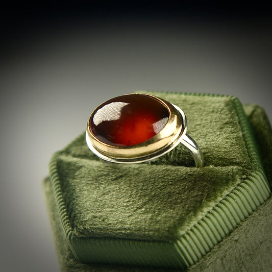 HESSONITE GARNET 14K GOLD FILL & STERLING RING