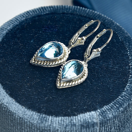BLUE TOPAZ DROP STERLING EARRINGS