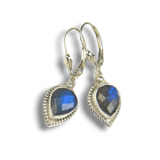 LABRADORITE DROP STERLING EARRINGS