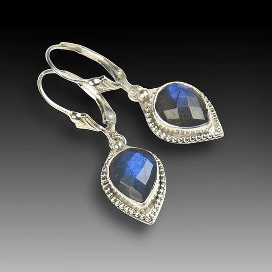 LABRADORITE DROP STERLING EARRINGS