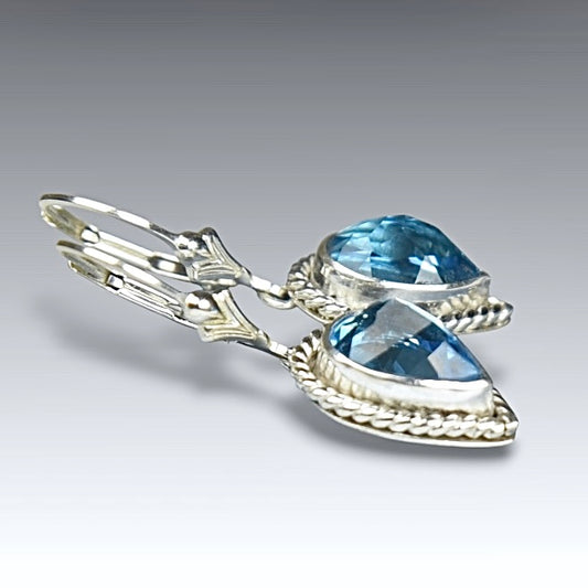 BLUE TOPAZ DROP STERLING EARRINGS