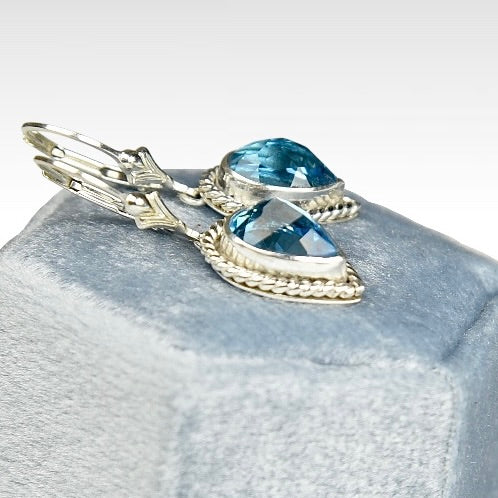 BLUE TOPAZ DROP STERLING EARRINGS