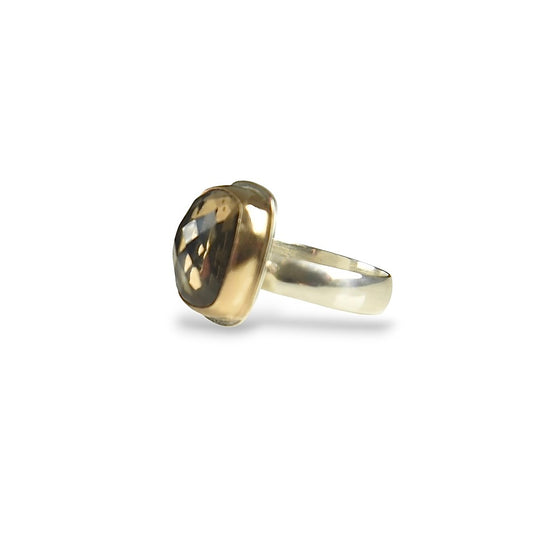 SMOKY QUARTZ 14k GOLD FILL & STERLING RING