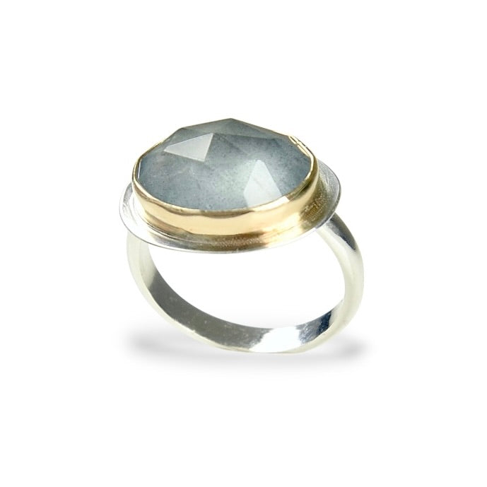 MOSS AQUAMARINE 14k GOLD FILL & STERLING RING
