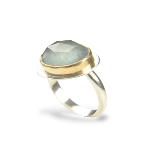 MOSS AQUAMARINE 14k GOLD FILL & STERLING RING