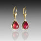 AFGHAN RUBY DROP 14k GOLD FILL EARRING