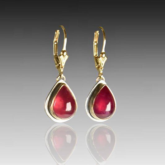 AFGHAN RUBY DROP 14k GOLD FILL EARRING