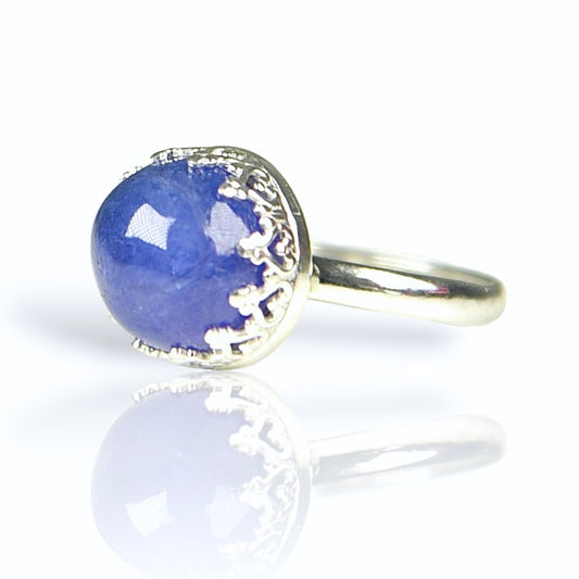 ROUND TANZANITE STERLING SILVER RING