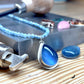 TEAL FLUORITE STERLING PENDANT ON AQUAMARINE NECKLACE