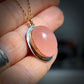 OVAL PEACHY PINK MORGANITE 14K GOLD FILL & STERLING PENDANT NECKLACE
