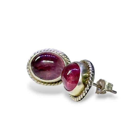 BERRY TOURMALINE STERLING STUD EARRINGS