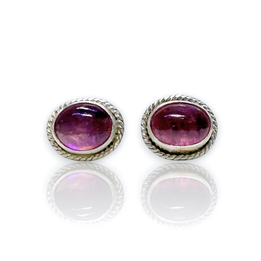 BERRY TOURMALINE STERLING STUD EARRINGS