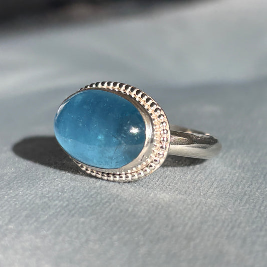 AQUAMARINE STERLING SILVER RING