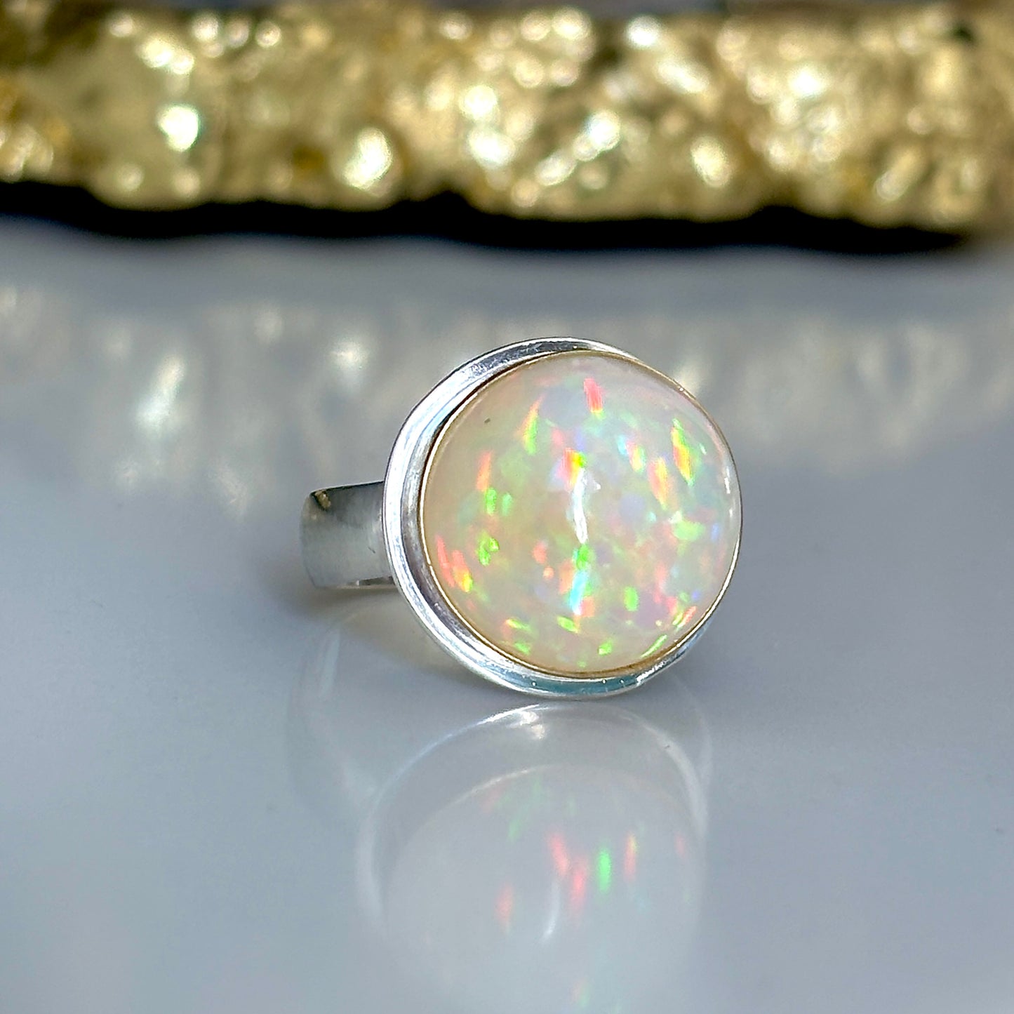 ETHIOPIAN OPAL 18K SOLID GOLD & STERLING RING