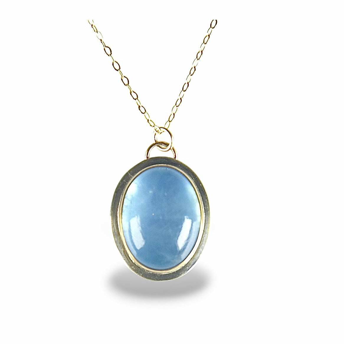 AQUAMARINE 14K GOLD FILL & STERLING PENDANT NECKLACE