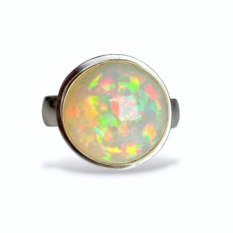 ETHIOPIAN OPAL 18K SOLID GOLD & STERLING RING