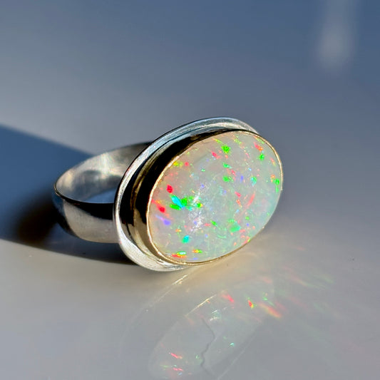 ETHIOPIAN OPAL 18K SOLID GOLD & STERLING RING