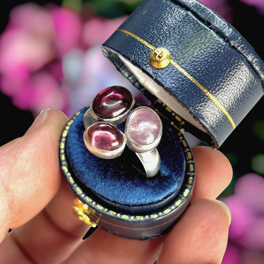 TOURMALINE CLUSTER STERLING SILVER RING