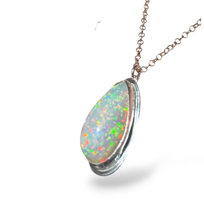 ETHIOPIAN OPAL STERLING SILVER PENDANT NECKLACE