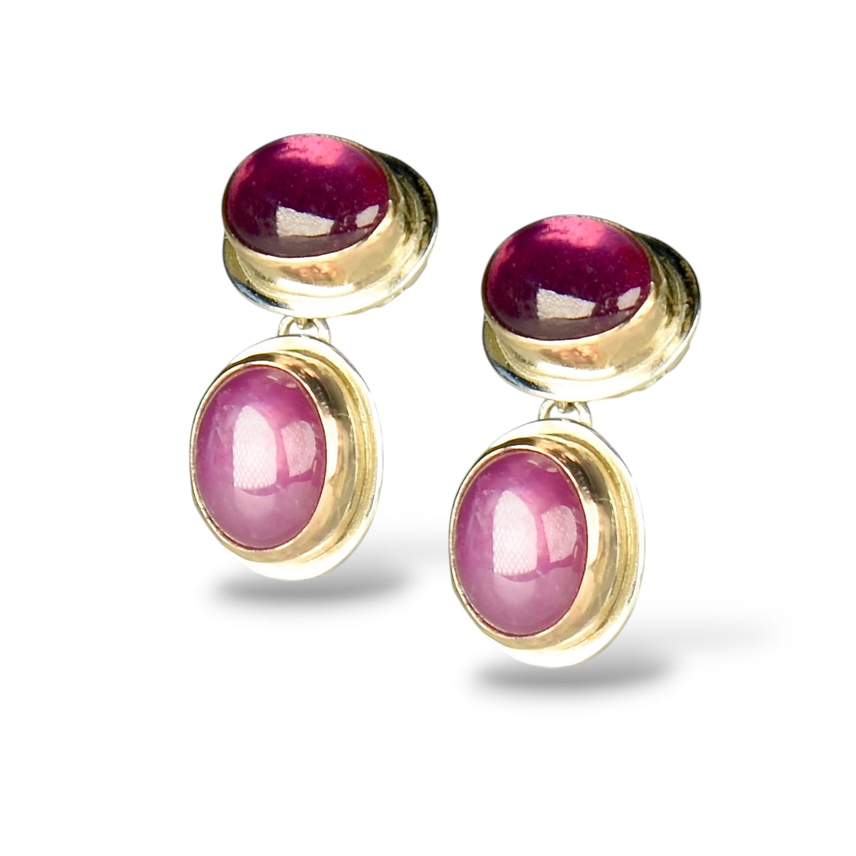 PINK RUBY 14K GOLD FILL & STERLING POST BACK DROP EARRINGS