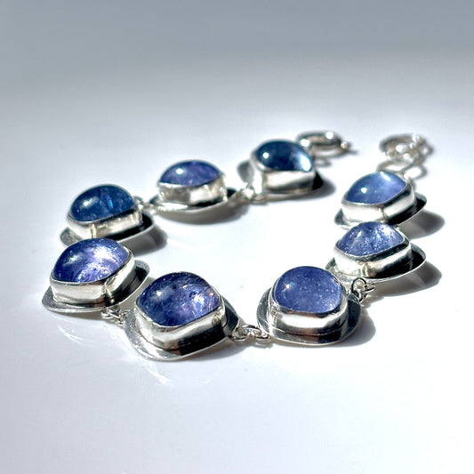 LINKED TANZANITE STERLING SILVER BRACELET